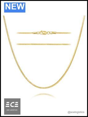 14K Gold Plated Snake Chain Necklace Women 22 Inch Lobster Clasp